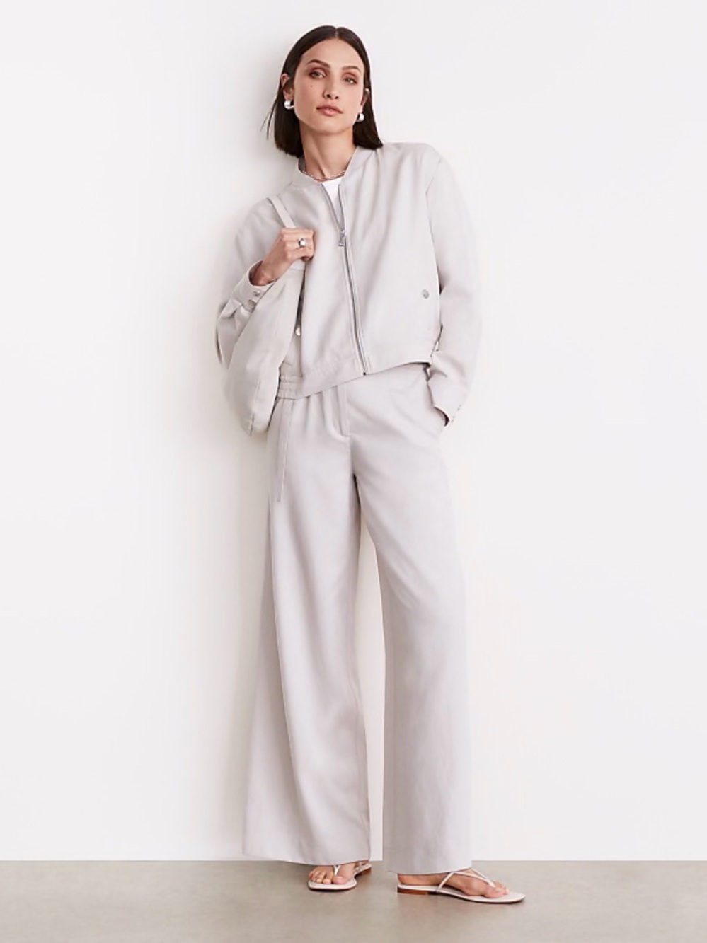 LOFT Versa Pure Spun Bomber Jacket Stone XS